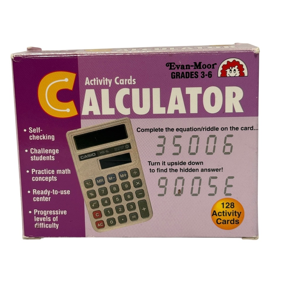 Vintage Evan-Moor Calculator Activity Cards Grades 3-6 Math Riddles 128 Cards
